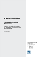 RD&D-PROGRAMME 98. Treatment and final disposal of nuclear waste. Programme for research, development and demonstration of encapsulation and geological disposal