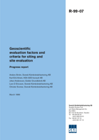 Geoscientific evaluation factors and criteria for siting and site evaluation. Progress report