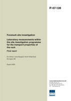 Laboratory measurements within the site investigation programme for the transport properties of the rock. Final report. Forsmark site investigation