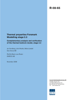 Thermal properties Forsmark. Modelling stage 2.3. Complementary analysis and verification of the thermal bedrock model, stage 2.2