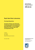 Äspö Hard Rock Laboratory. Prototype Repository. Acoustic emission and ultrasonic monitoring results from deposition hole DA3545G01 in the Prototype Repository between April 2007 and September 2007