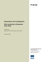 Bird monitoring in Simpevarp 2002-2008. Oskarshamn site investigations