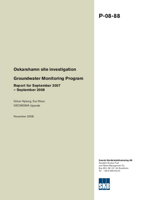 Groundwater Monitoring Program. Report for September 2007-September 2008. Oskarshamn site investigation