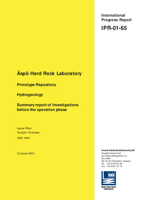 Äspö Hard Rock Laboratory. Prototype repository. Hydrogeology. Summary report of investigations before the operation phase