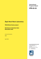 Äspö Hard Rock Laboratory. TRUE Block Scale project. Summary of chemical data. December 2002