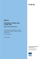 KBS-3H. Description of buffer tests in 2005-2007. Results of laboratory tests