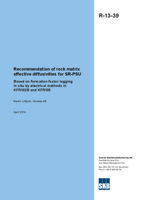 Recommendation of rock matrix effective diffusivities for SR-PSU. Based on formation factor logging in situ by electrical methods in KFR102B and KFR105